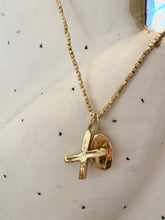 Load image into Gallery viewer, Brass cube chain with 'x' and 'o' initial charms