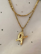 Load image into Gallery viewer, Brass cube chain with 'x' and 'o' initial charms