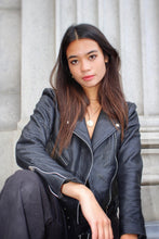 Load image into Gallery viewer, Pebbled leather biker jacket, front view