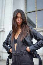 Load image into Gallery viewer, Pebbled leather biker jacket, front view