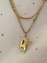 Load image into Gallery viewer, Brass cube chain with &#39;x&#39; and &#39;o&#39; initial charms
