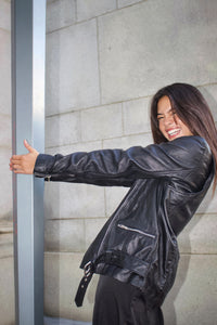 Boyfriend leather jacket, side view