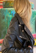 Load image into Gallery viewer, Classic smooth leather biker jacket with epaulettes
